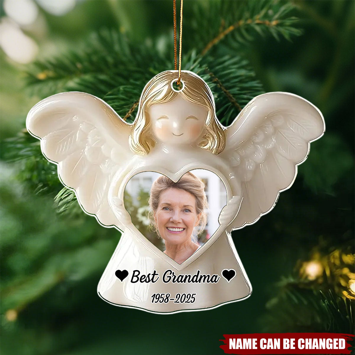 Personalized Photo Acrylic Keepsake with Heart & Wings Design