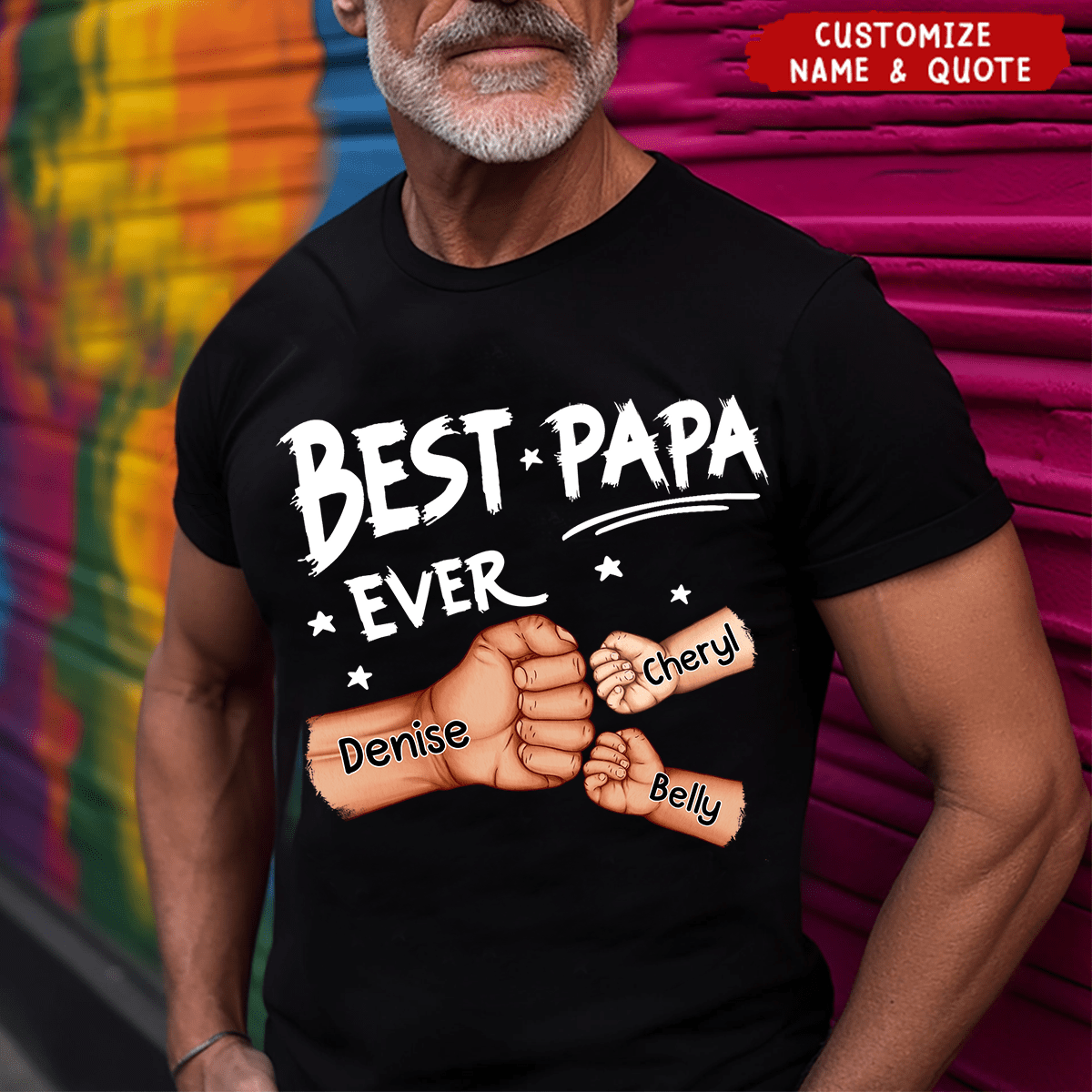 Best Dad Grandpa Ever Fist Bump - Personalized T-shirt