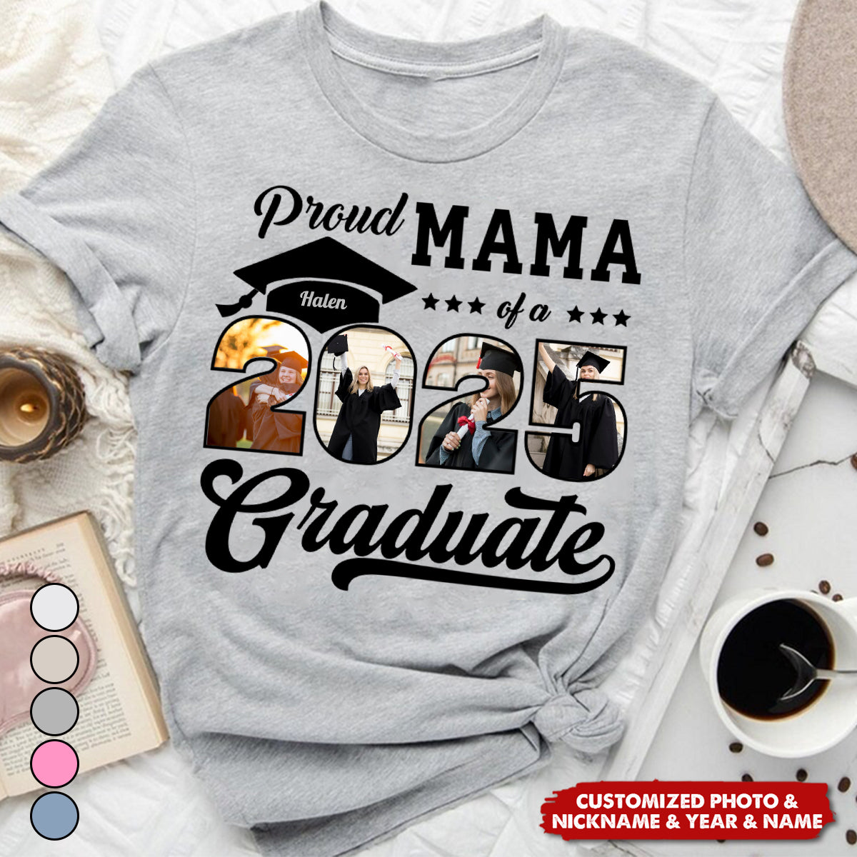 Proud Family Graduate Pictureand Photo Class Of 2025 Senior Personalized Graduation T-Shirt