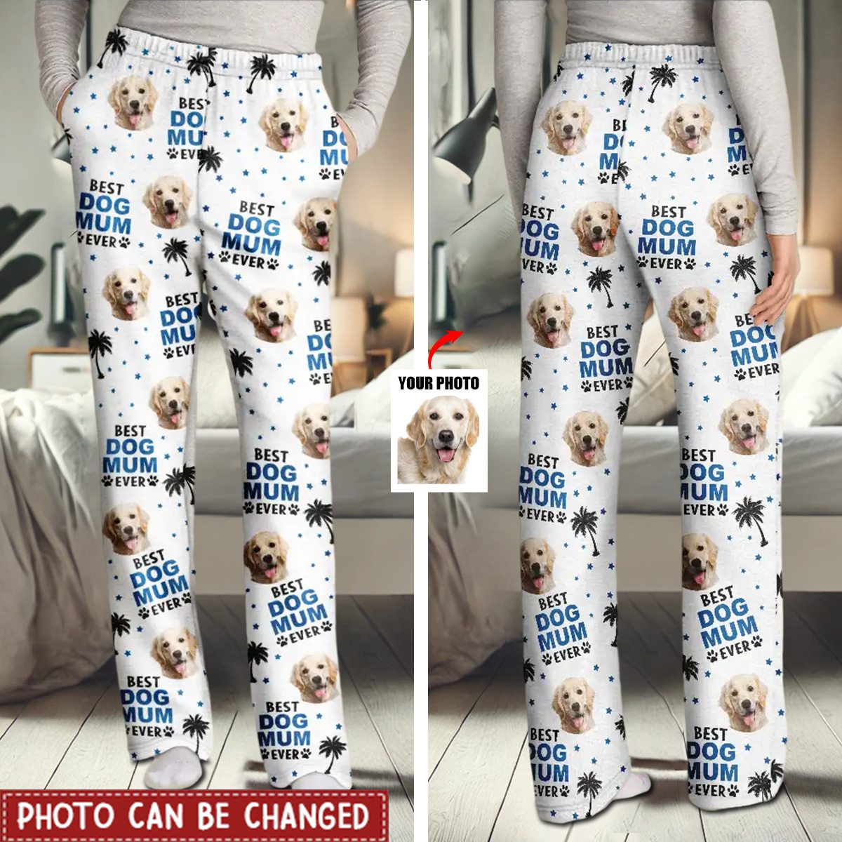 Custom Photo Best Dog Cat Dad Mom Ever - Personalized Pajama Pants