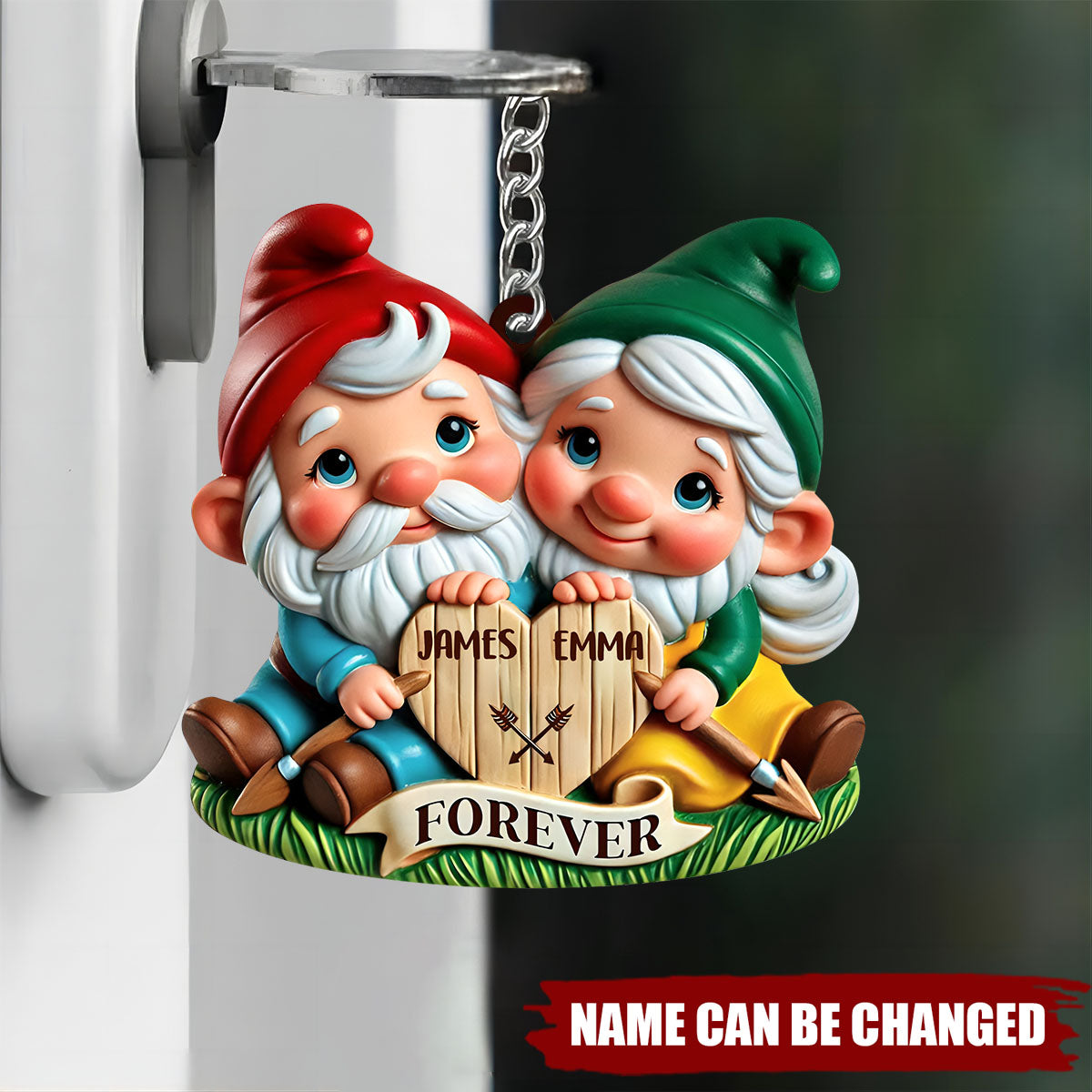 Forever Love Dwarf Holding Sign - Personalized Acrylic Keychain
