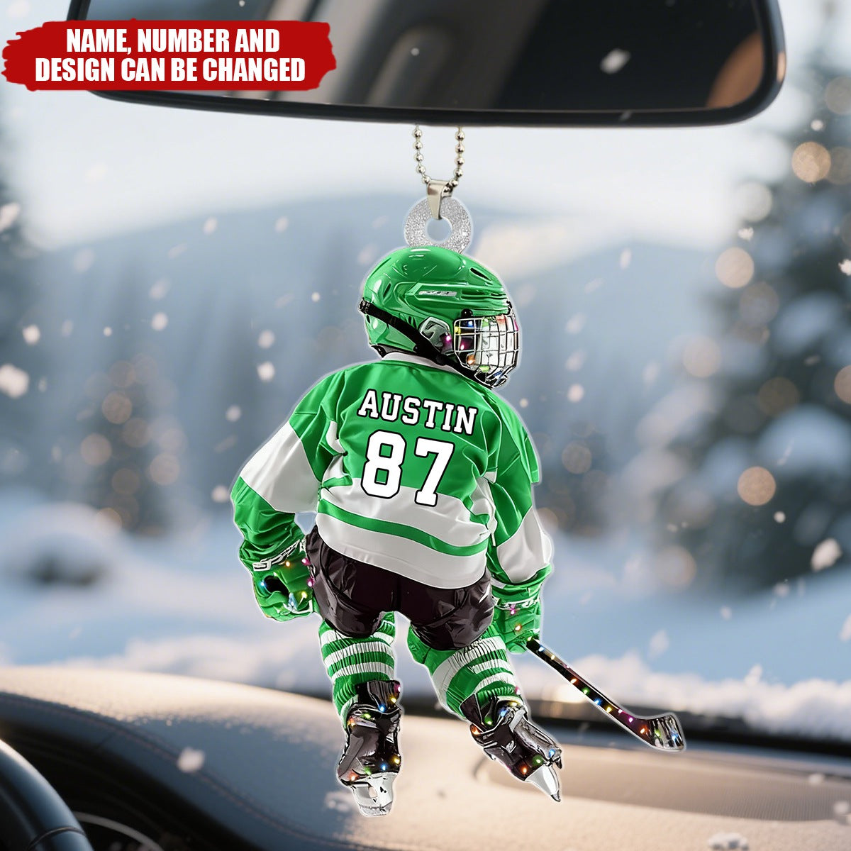 Hockey Player - Personalized Car Ornament