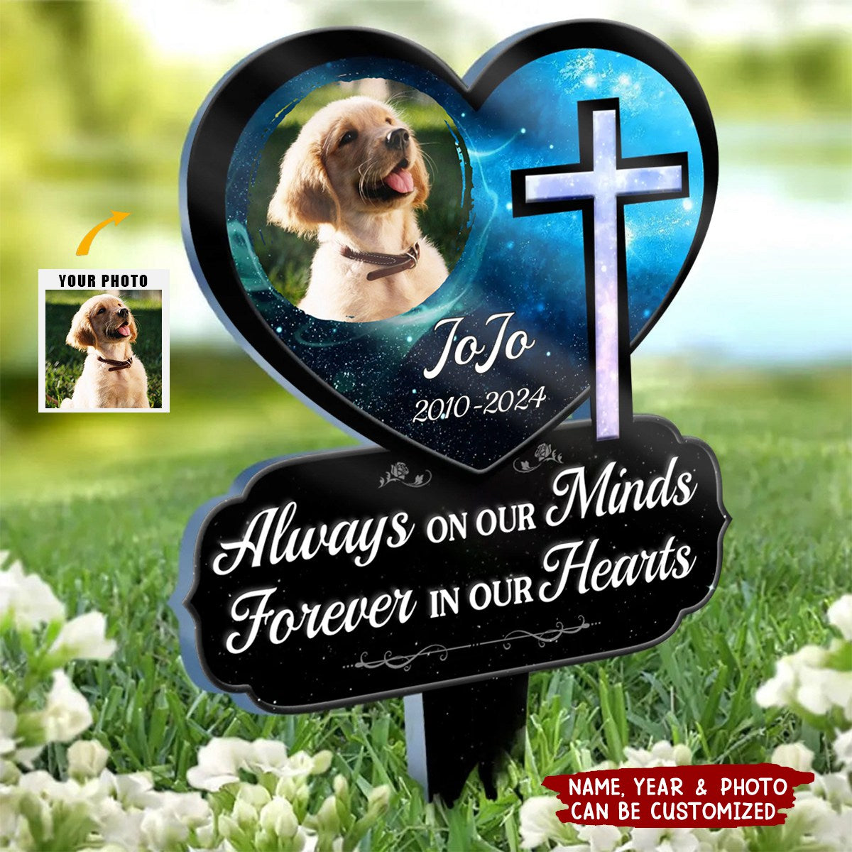 God Loves You Forever - Memorial Personalized Stain Glass Style Acrylic Garden Stake