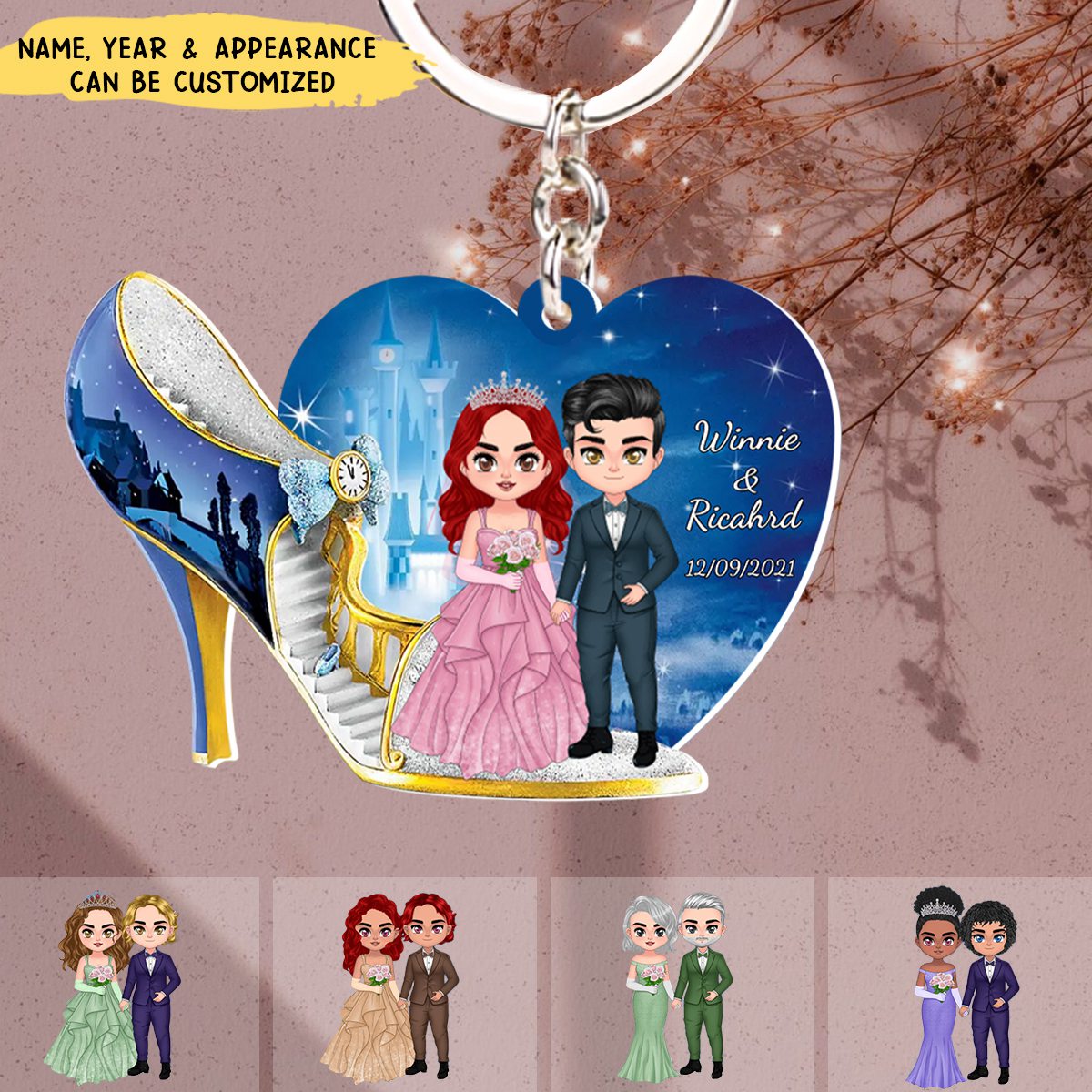 Wedding Couple Personalized Acrylic Keychain - Wedding Anniversary Gift Idea For Couple