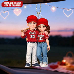Baseball Couple I'll Always Be Your Biggest Fan - Personalized Car Hanger, Gift for Couple