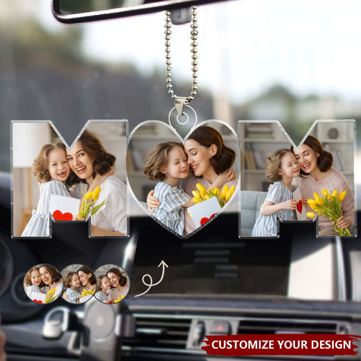 Custom Photo Dad, Mom Drive Safe - Personalized Photo Car Ornament