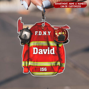 Firefighter Helmet With Oxygen Mask Personalized Acrylic Keychain, Gift For Firefighter