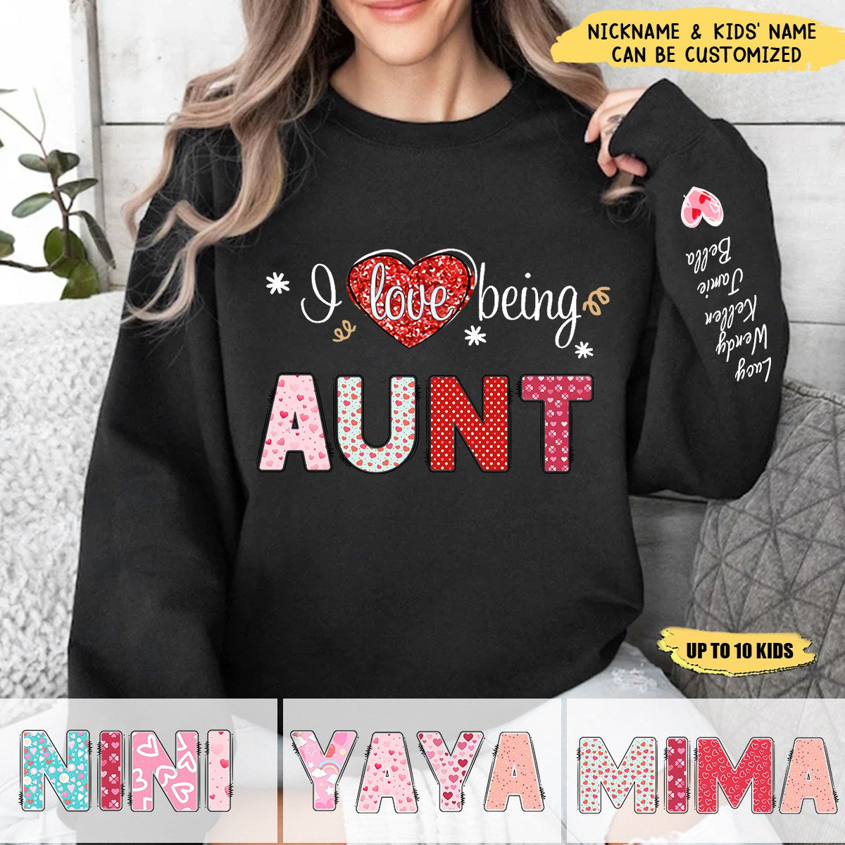 I Love Being Gigi Heart With Grandkids - Personalized Valentine Sweatshirt, Gift For Grandma