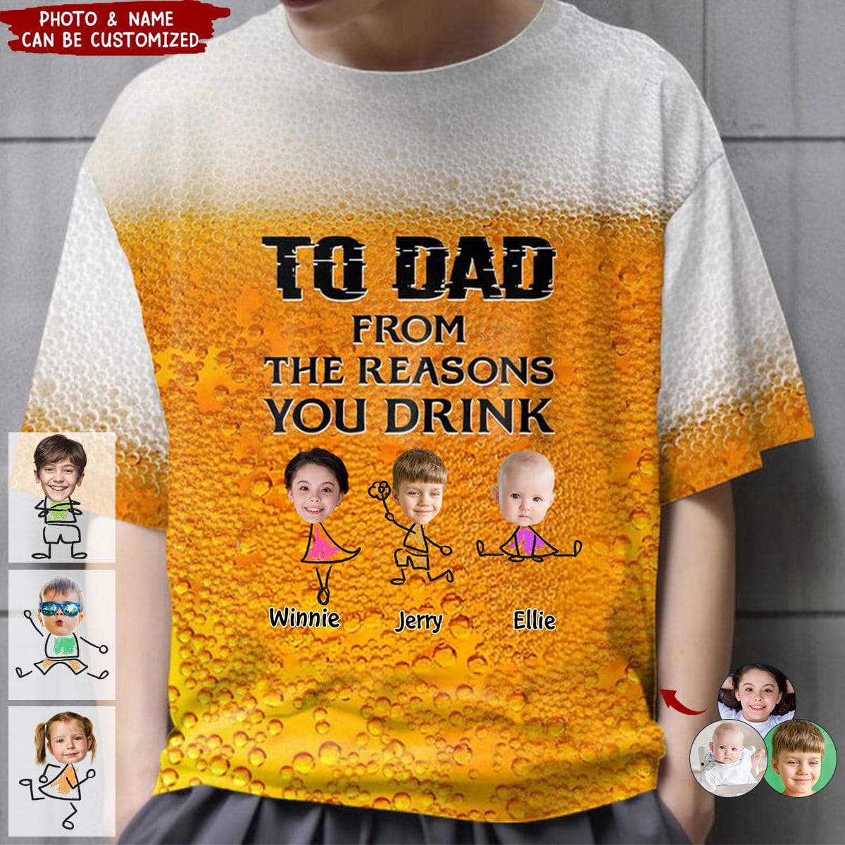 To Dad From The Reasons You Drink - Personalized 3D T-shirt