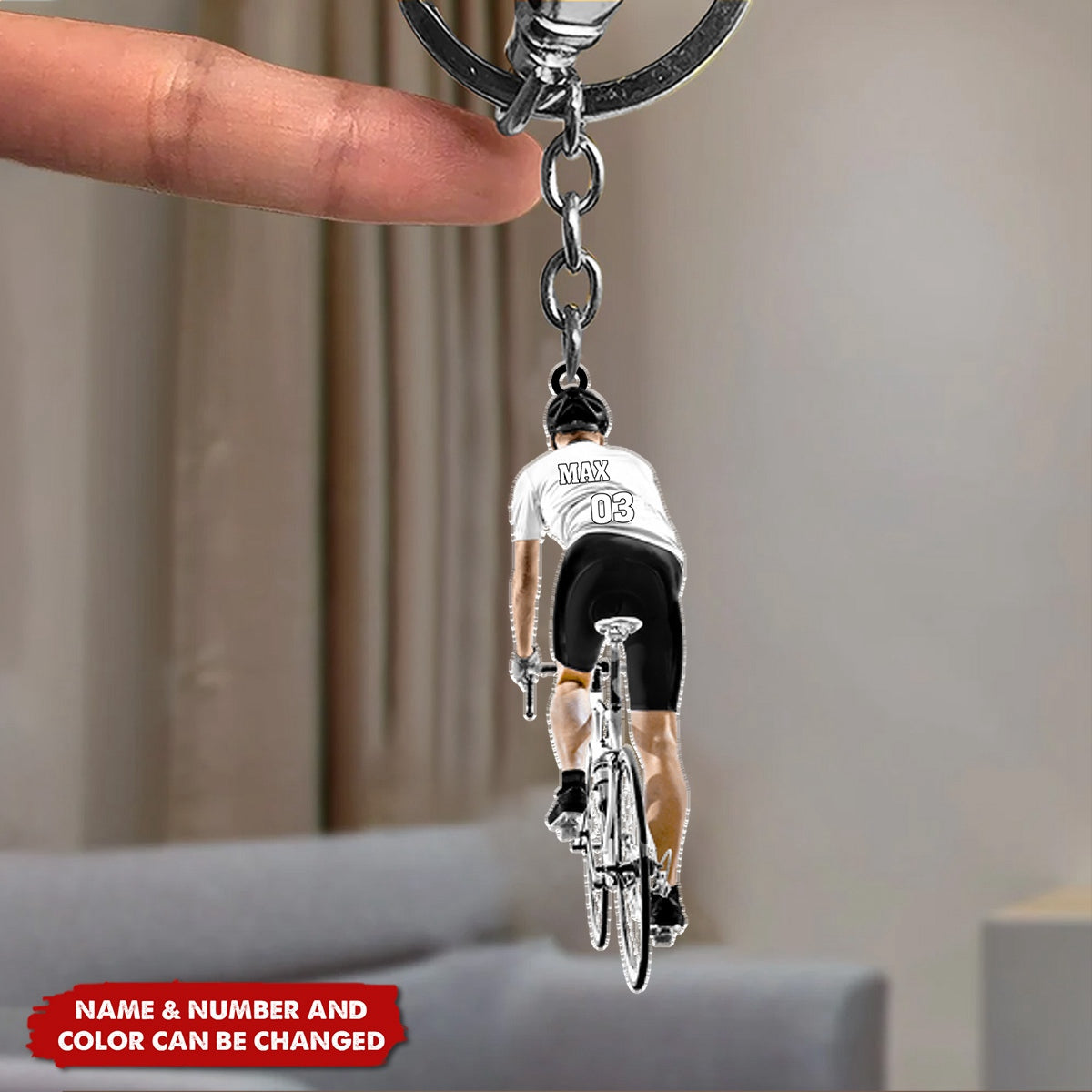 Personalized Cyclist, Bicyclist, Mountain Bike Riding Acrylic Keychain