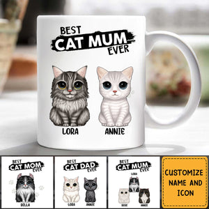 Best Cat Dad Cat Mom Ever Personalized Mug, Gift For Cat Lovers