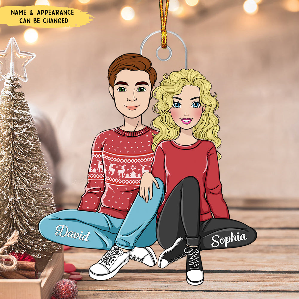 Best Gift For Couples - Christmas Couple Sitting Ornament - Personalized Christmas Ornament
