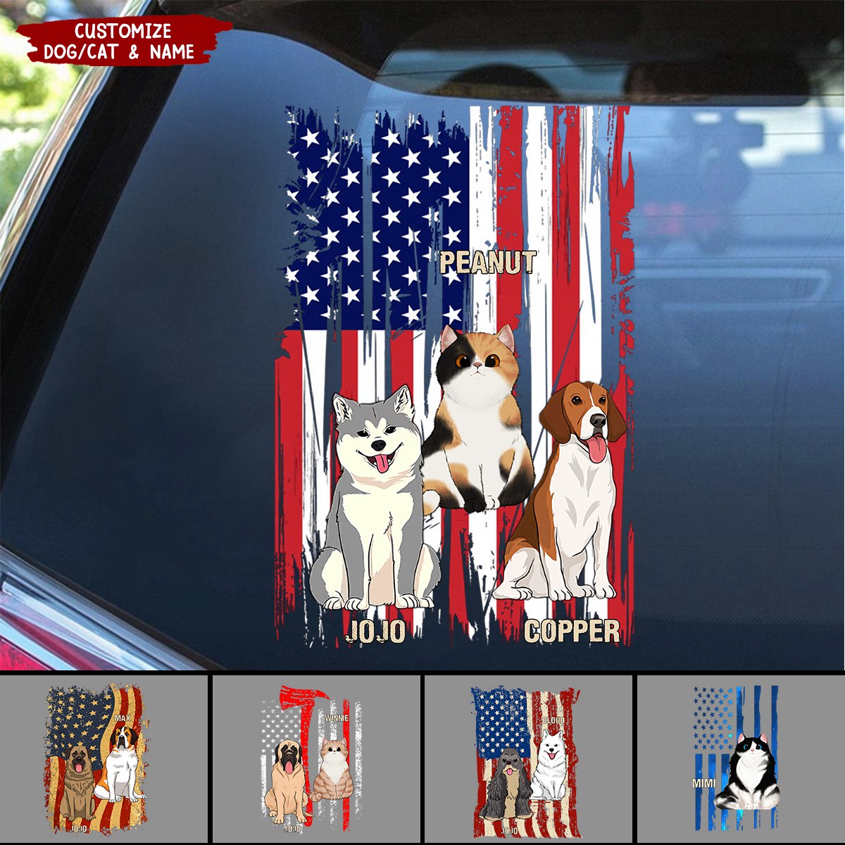 Dog Cat Flag Print - Personalized Decor Decal Full