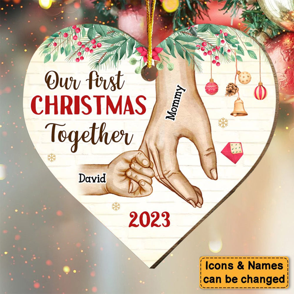 First Christmas Together For Single Parent Heart Ornament