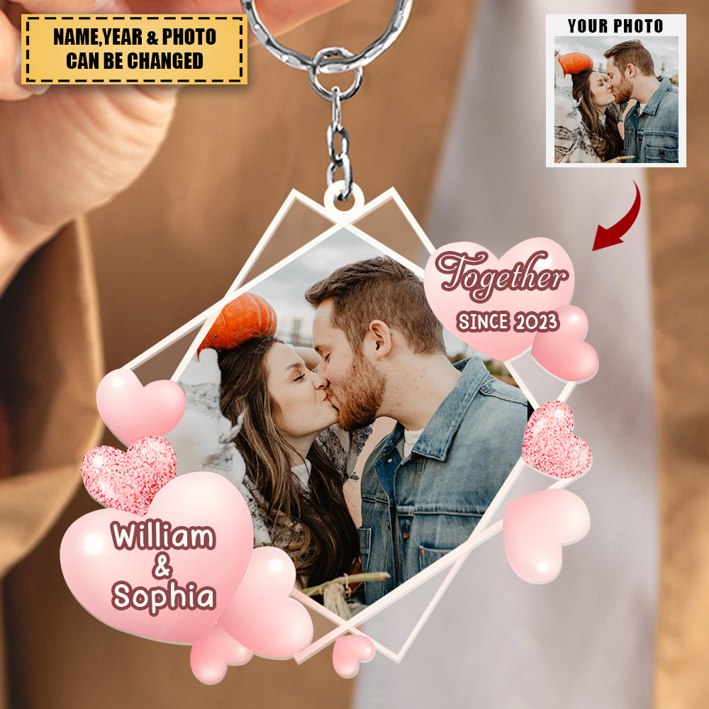Custom Photo Together Since 2023 - Gift For Couples - Personalized Keychain