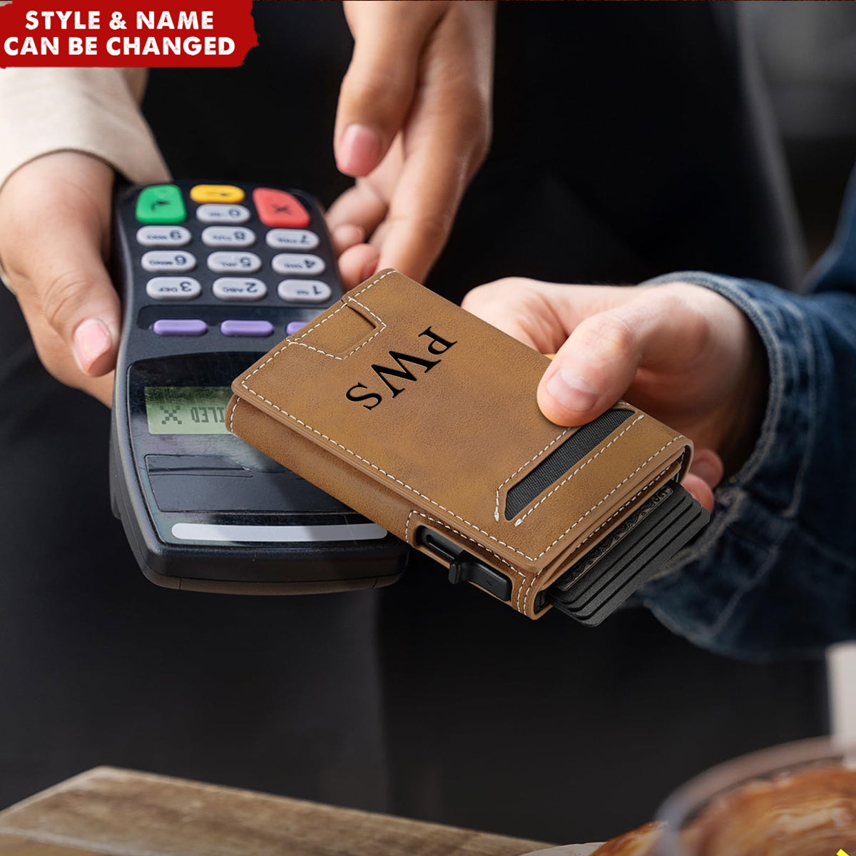 Personalized Smart Pop-Up Card Holder With RFID Blocking Slim Leather Wallet