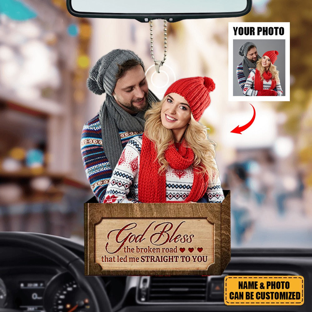 Custom Couple Photo From Our First Kiss Personalized Car Ornament