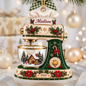 Personalized Baking Mixer Acrylic Ornament, Custom Name Christmas Ornament, Baker Gift, Kitchen Mixer Keepsake