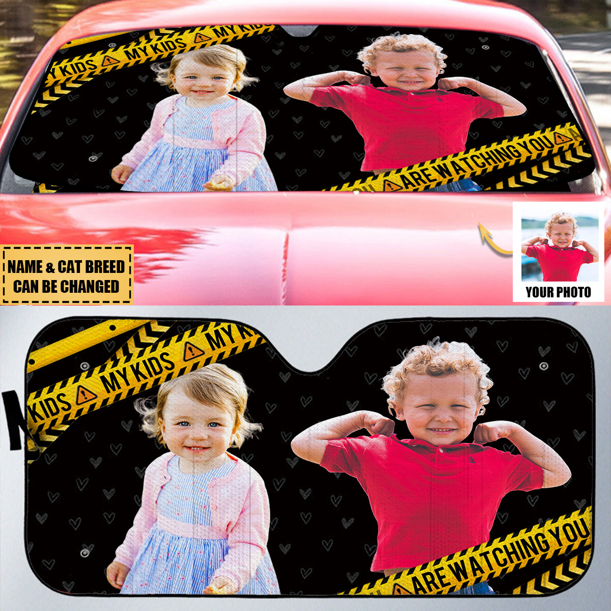 Custom Photo Funny Face Husband Wife Dog Cat - Personalized Auto Sunshade