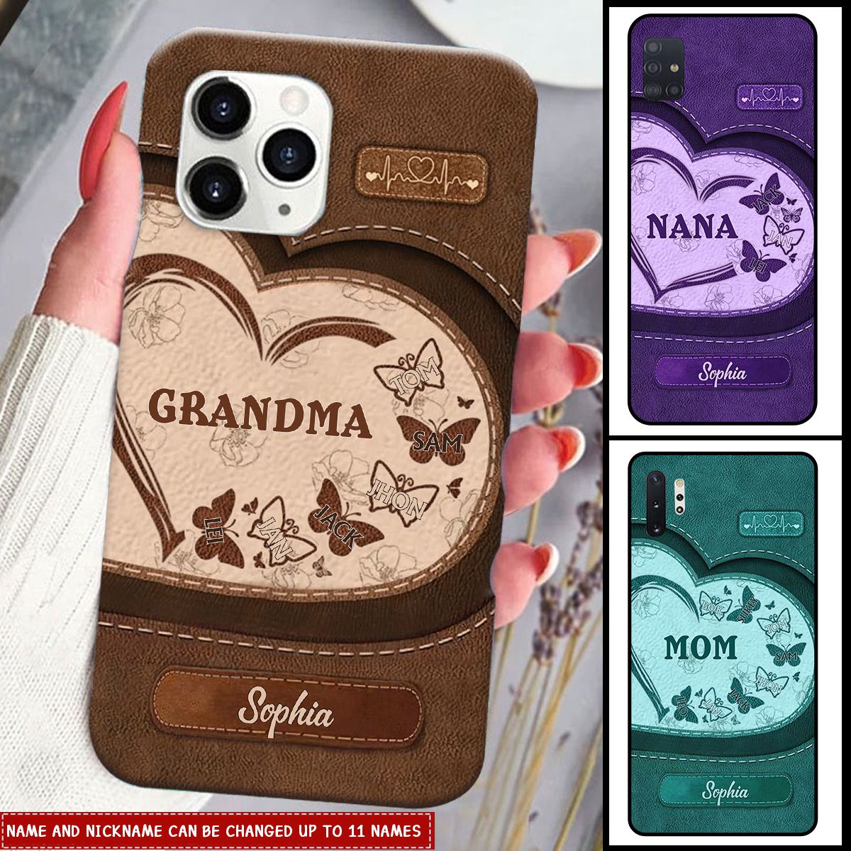 Personalized Nana Mom Heart Butterfly Colorful Phone case