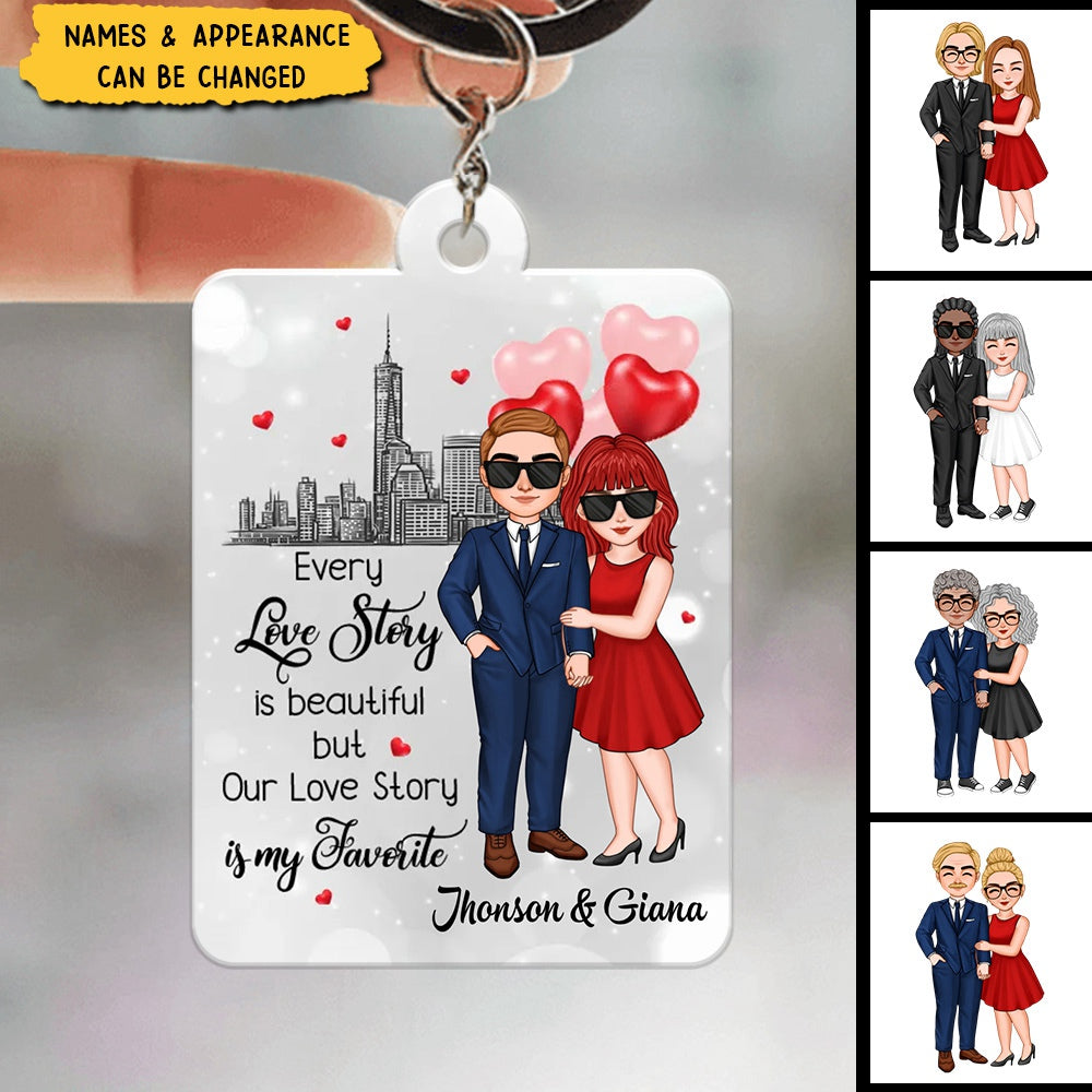 Our Favorite Love Story Couple Skyline Personalized Acrylic Keychain
