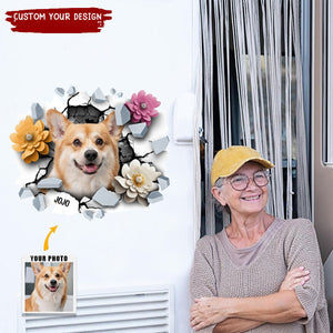Photo 3D Cracked Pet Face Personalized Decor Decal