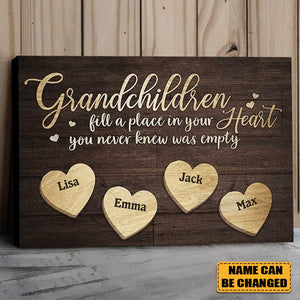 Family - Grandchildren Fill A Place In Your Heart- Personalized Canvas