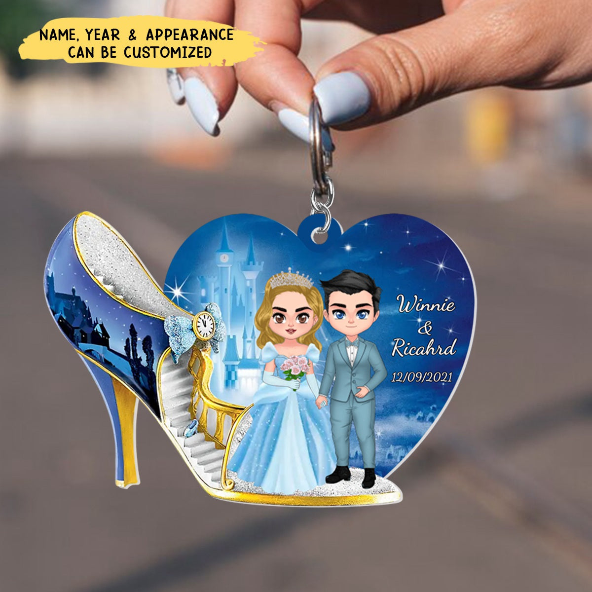 Wedding Couple Personalized Acrylic Keychain - Wedding Anniversary Gift Idea For Couple