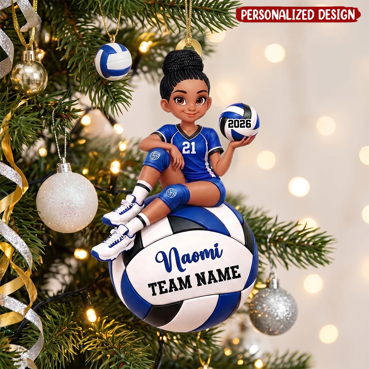 Proud Volleyball Player Slay Girl - Personalized Acrylic Ornament - Christmas Gift
