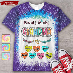 First Mom Now Grandma With Heart Grandkids Personalized 3D T-shirt