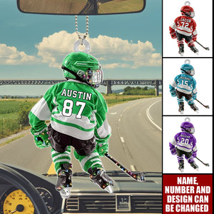 Hockey Player - Personalized Car Ornament