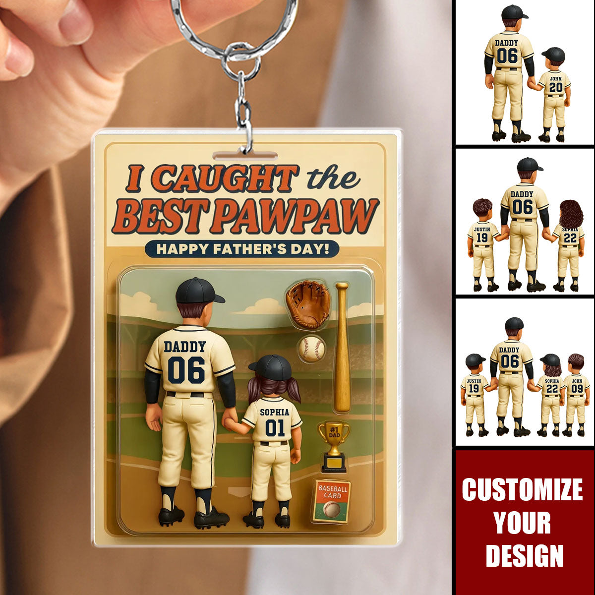 We Caught The Best Dad Baseball Personalized Keychain