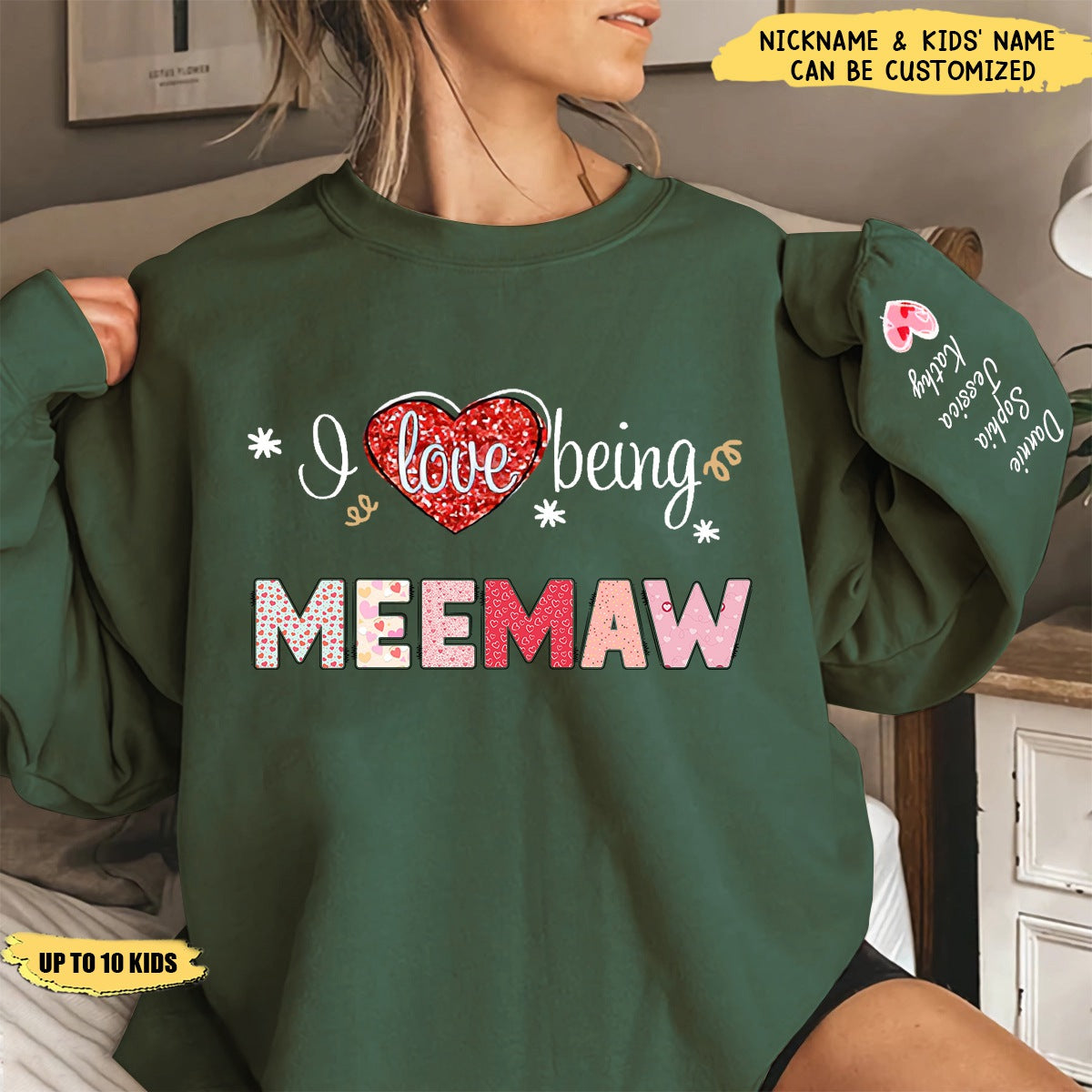 I Love Being Gigi Heart With Grandkids - Personalized Valentine Sweatshirt, Gift For Grandma