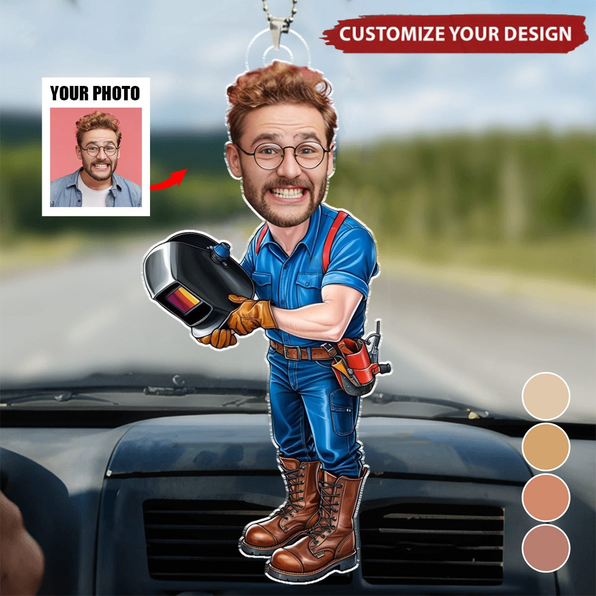 Custom Welder Photo Personalized Car Ornament - Gift For Metalworker