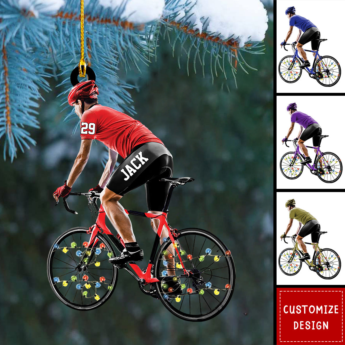 Man Road Bike Personalized Christmas Ornament, Gift For Road Biker Lover