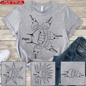 Fist Bump With Kids Father's Day For Dad, Grandpa Up To 15 - Personalized Shirt
