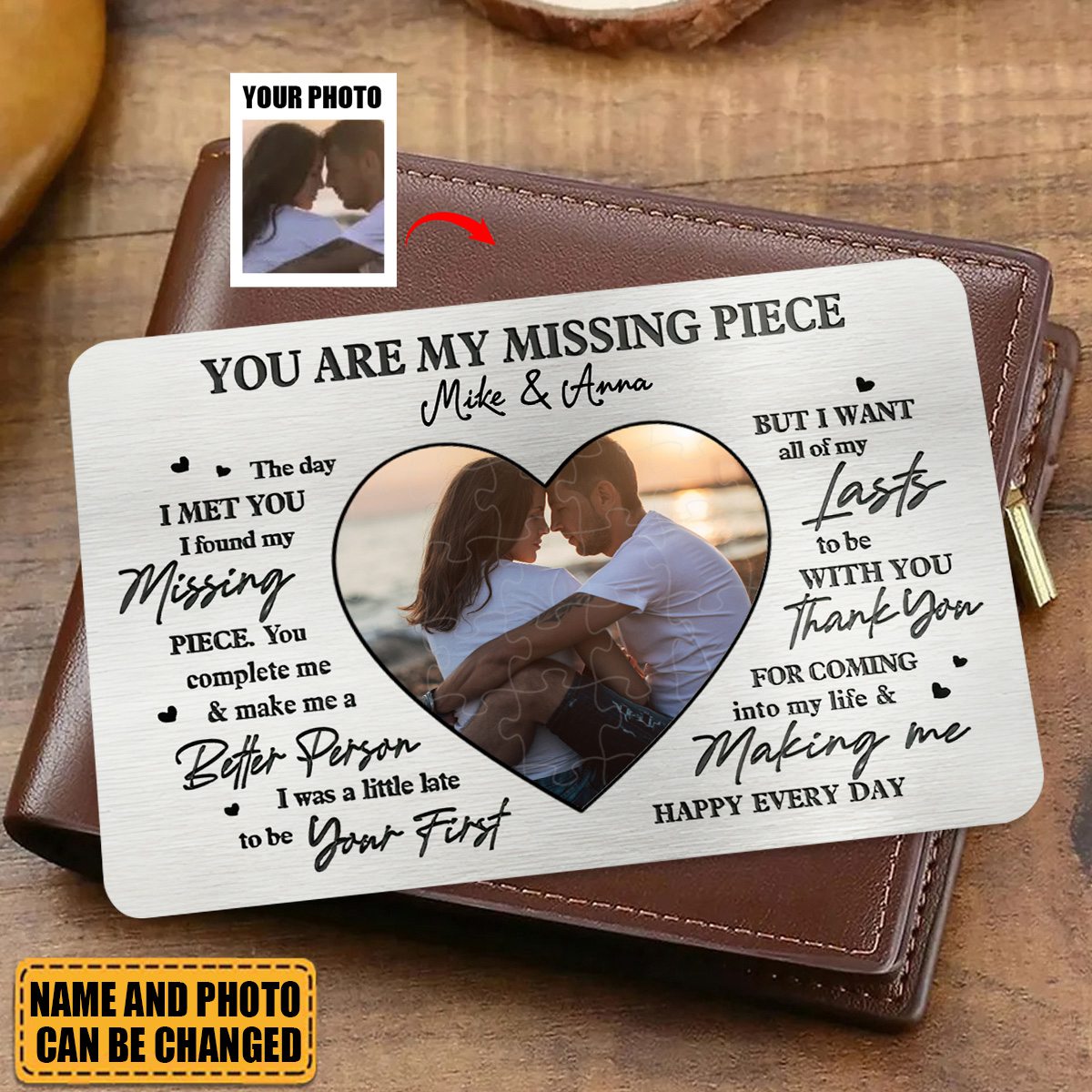 Custom Photo You Are My Missing Piece - Couple Personalized Stainless Steel Wallet Card - Gift For Husband Wife, Anniversary