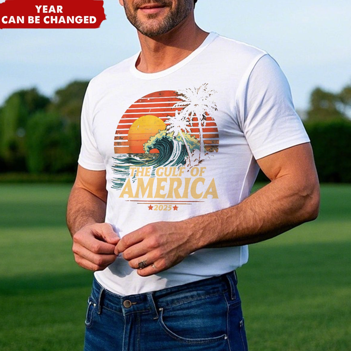 Gulf Of America Est. 2025 Gulf of Mexico American Flag Personalized T-Shirt