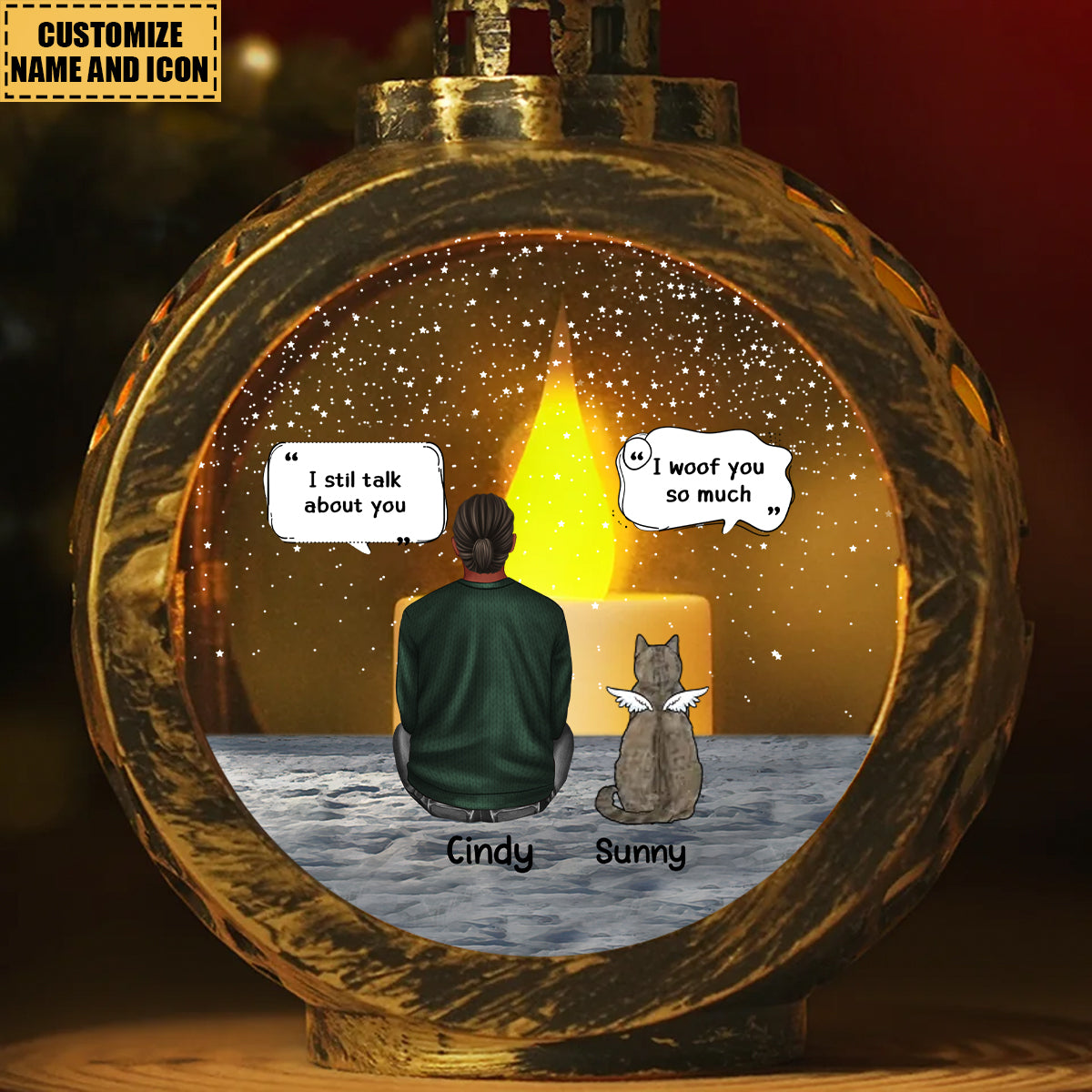 We're Always With You - Memorial Personalized Pet Candlelight Lantern Ornament - Christmas Sympathy Gift