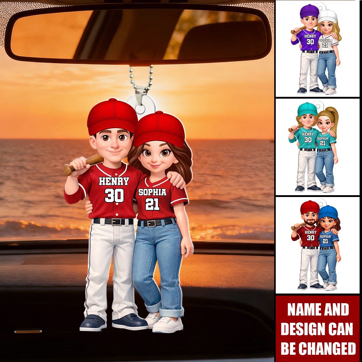 Baseball Couple I'll Always Be Your Biggest Fan - Personalized Car Hanger, Gift for Couple