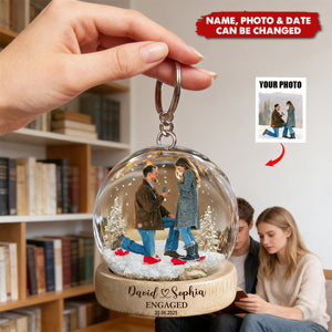Our First Time Engaged Keepsake - Personalized Acrylic Keychain