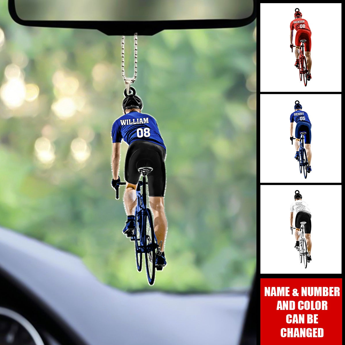 Personalized Cyclist, Bicyclist, Mountain Bike Riding Acrylic Ornament