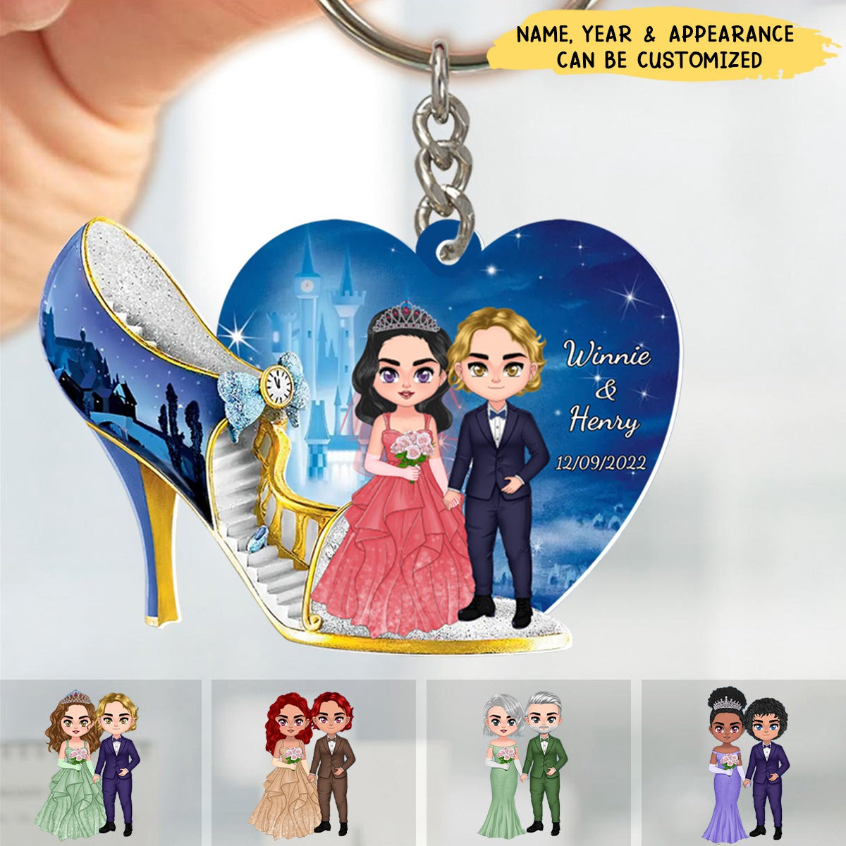 Wedding Couple Personalized Acrylic Keychain - Wedding Anniversary Gift Idea For Couple