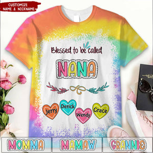 First Mom Now Grandma With Heart Grandkids Personalized 3D T-shirt