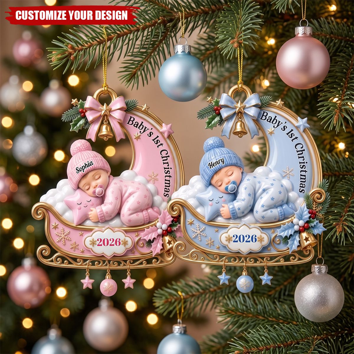 Tiny Miracle Arrived - Personalized 3D Effect Acrylic Ornament