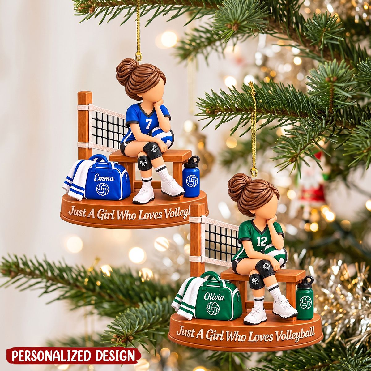 Personalized Volleyball Girl Ornament, Custom Name Keepsake