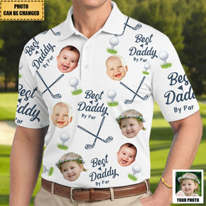 Best Dad By Par - Personalized Photo Polo Shirt