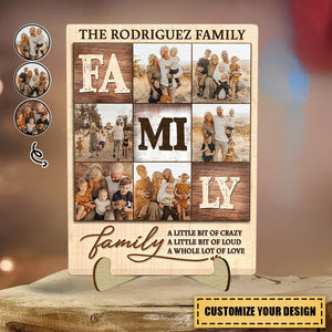 Custom Photo A Whole Lot Of Love - Gift For Family - Personalized 2-Layered Wooden Plaque With Stand