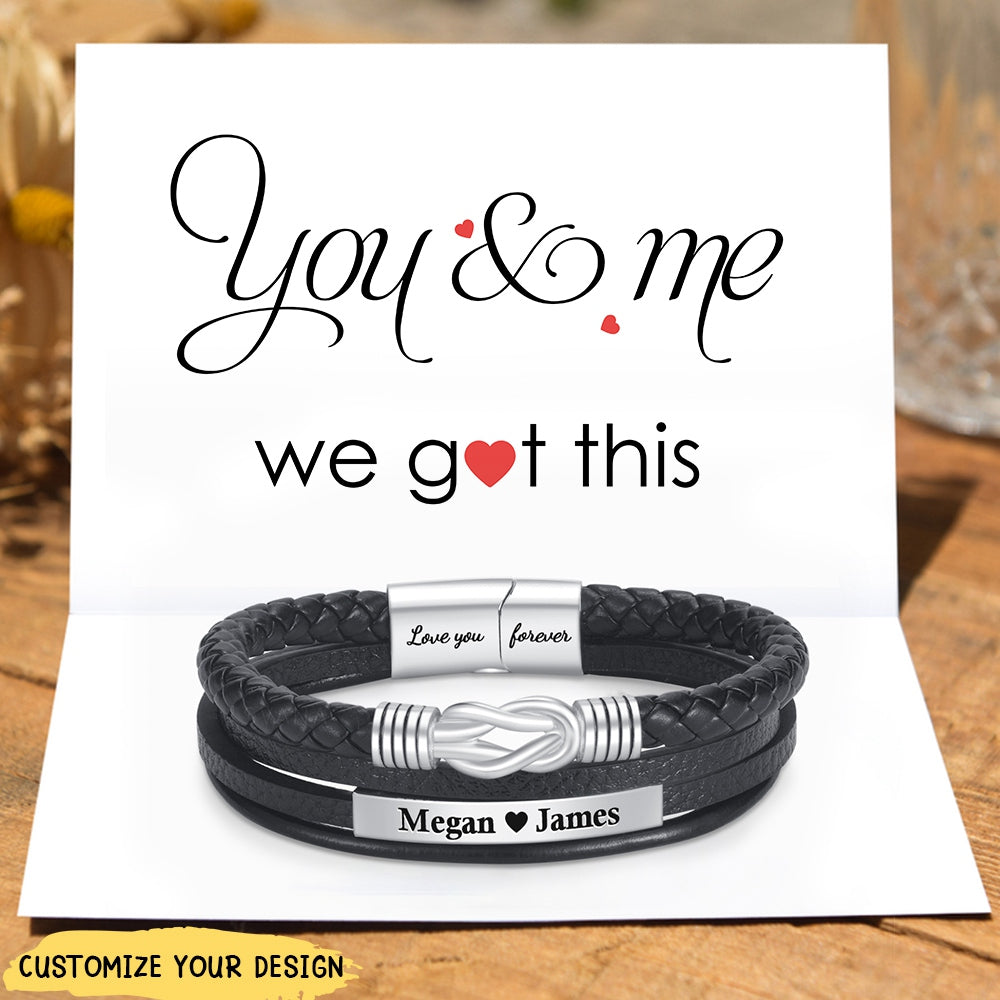 Personalized Couple Forever And Always Linked Magnetic Clasp Bracelet