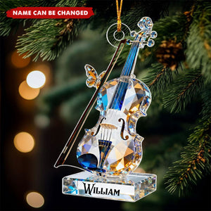 Violin Music Crystal Effect - Personalized Acrylic Ornament - Unique Christmas Gift For Violinist